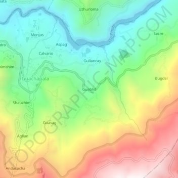 Mappa topografica Guablid, altitudine, rilievo