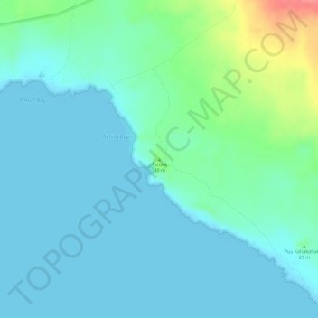 Mappa topografica Puʻukā, altitudine, rilievo