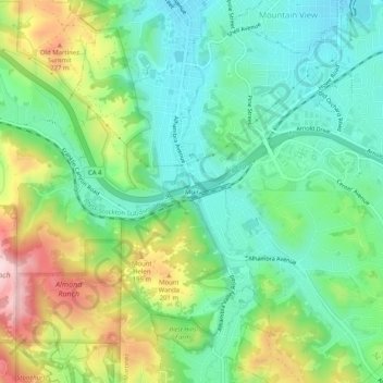 Mappa topografica Muir, altitudine, rilievo