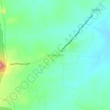 Mappa topografica Sethumadai, altitudine, rilievo