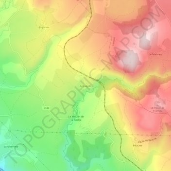 Mappa topografica Arquejols, altitudine, rilievo