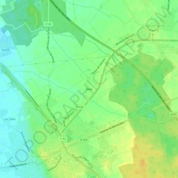 Mappa topografica Rafié, altitudine, rilievo