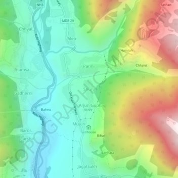 Mappa topografica Shuru, altitudine, rilievo