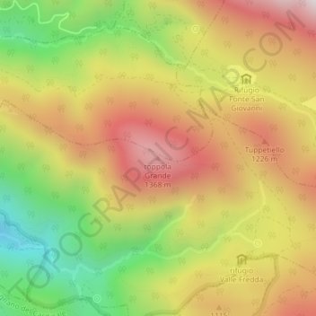 Mappa topografica toppola Grande, altitudine, rilievo
