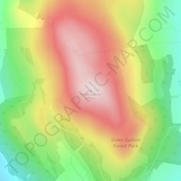 Mappa topografica Slieve Gullion, altitudine, rilievo