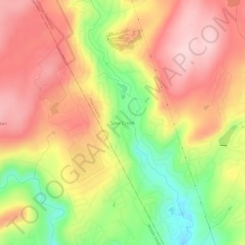 Mappa topografica Saw Creek, altitudine, rilievo