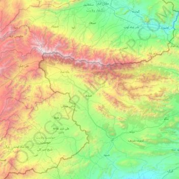 Mappa topografica Kurram Agency, altitudine, rilievo