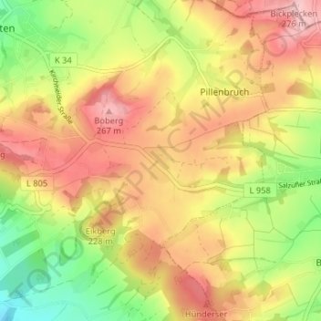 Mappa topografica Vosshagen, altitudine, rilievo