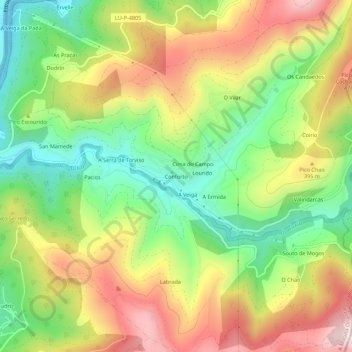 Mappa topografica Conforto, altitudine, rilievo