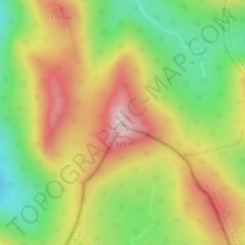 Mappa topografica Mount Kelly, altitudine, rilievo