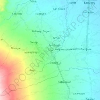 Mappa topografica Goa, altitudine, rilievo