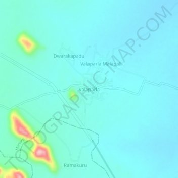 Mappa topografica Valaparla, altitudine, rilievo