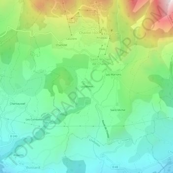 Mappa topografica La Villette, altitudine, rilievo