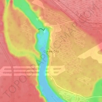 Mappa topografica Clarke City, altitudine, rilievo
