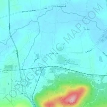 Mappa topografica Mount Zion, altitudine, rilievo