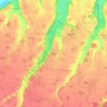 Mappa topografica Beham, altitudine, rilievo