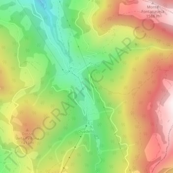 Mappa topografica Val Palot, altitudine, rilievo