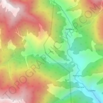 Mappa topografica Tiun, altitudine, rilievo