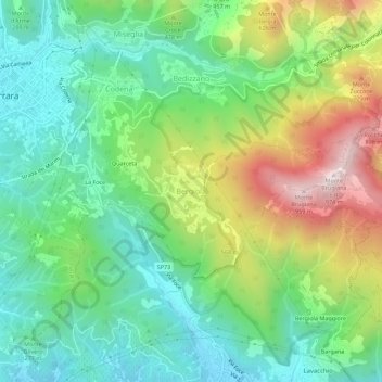Mappa topografica Bergiola, altitudine, rilievo