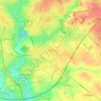 Mappa topografica La Moutillère, altitudine, rilievo