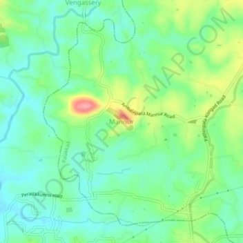 Mappa topografica Mannur, altitudine, rilievo