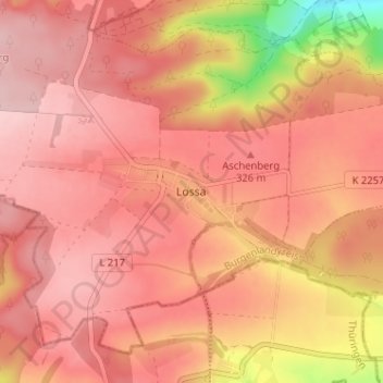 Mappa topografica Lossa, altitudine, rilievo