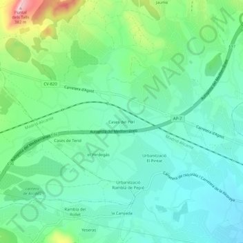 Mappa topografica Cases del Poll, altitudine, rilievo
