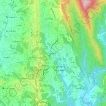 Mappa topografica Covilhã, altitudine, rilievo