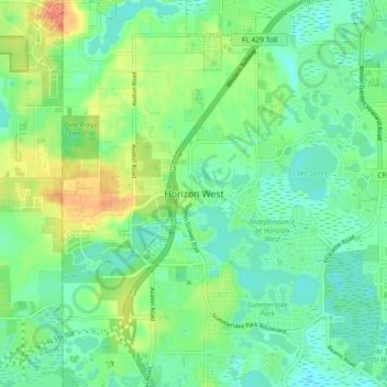 Mappa topografica Horizon West, altitudine, rilievo
