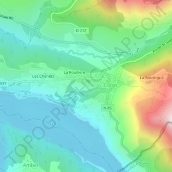 Mappa topografica Dessous Lara, altitudine, rilievo