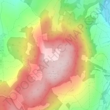 Mappa topografica Ehrenberg, altitudine, rilievo