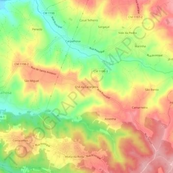Mappa topografica Chã da Laranjeira, altitudine, rilievo