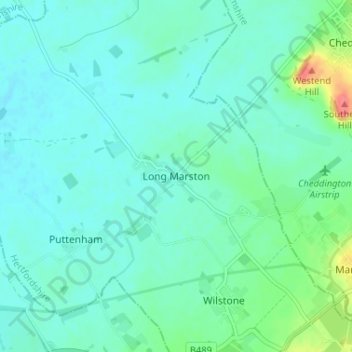 Mappa topografica Long Marston, altitudine, rilievo