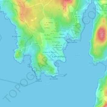 Mappa topografica A Milleira, altitudine, rilievo