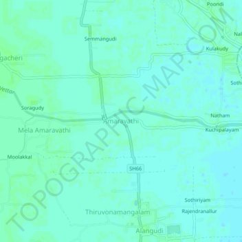 Mappa topografica Amaravathi, altitudine, rilievo