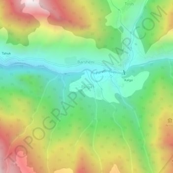 Mappa topografica Pulga, altitudine, rilievo