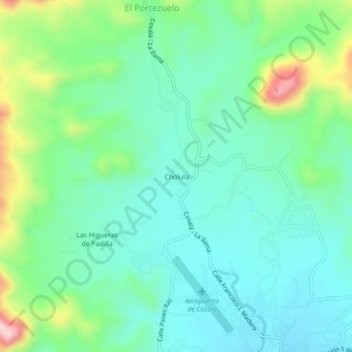 Mappa topografica Cholula, altitudine, rilievo