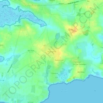 Mappa topografica Ker Eugène, altitudine, rilievo