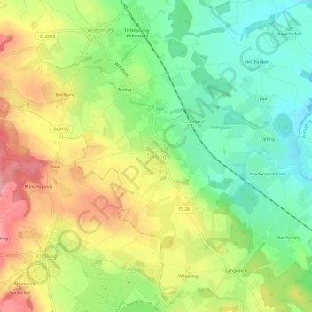 Mappa topografica Törring, altitudine, rilievo