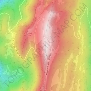 Mappa topografica Grand Colombier, altitudine, rilievo