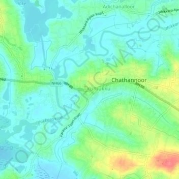 Mappa topografica Adichanallur, altitudine, rilievo