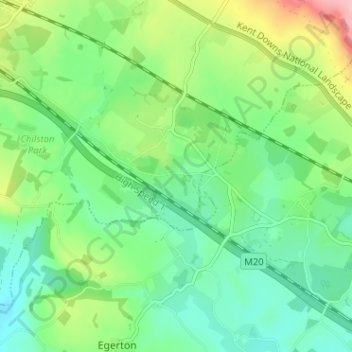 Mappa topografica Lenham Heath, altitudine, rilievo