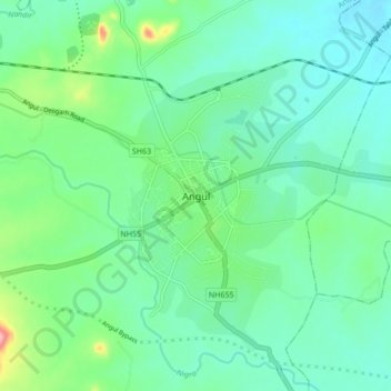 Mappa topografica Angul, altitudine, rilievo