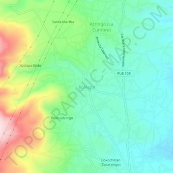 Mappa topografica Jicolapa, altitudine, rilievo