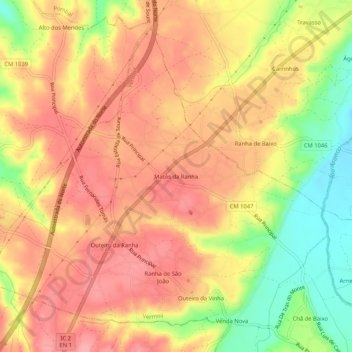 Mappa topografica Matos da Ranha, altitudine, rilievo