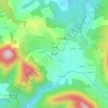 Mappa topografica Bernard, altitudine, rilievo
