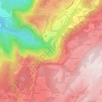 Mappa topografica Les Moulins, altitudine, rilievo