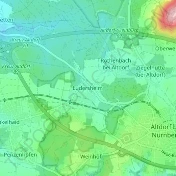 Mappa topografica Ludersheim, altitudine, rilievo