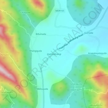 Mappa topografica Haddubhangi, altitudine, rilievo
