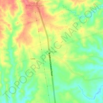 Mappa topografica Aroman, altitudine, rilievo